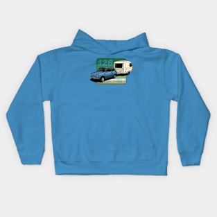 The small cute car wuth the famous caravan Kids Hoodie
